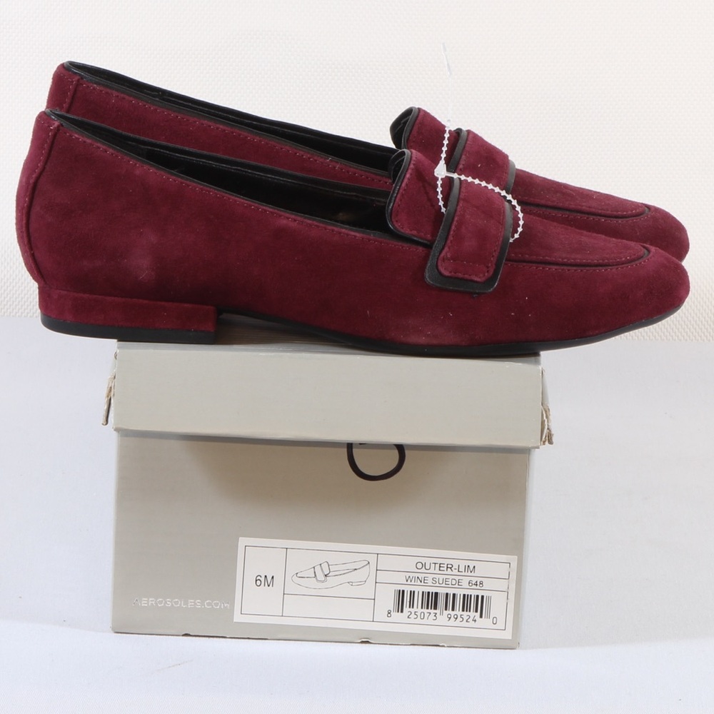 Aerosoles Women's Outer Limit Wine Suede Leather Loafers w Comfort Technology